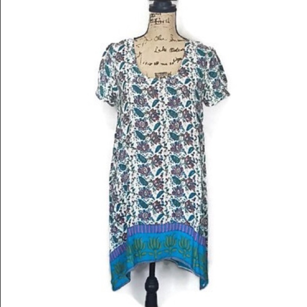 Anthropologie Tolani Silk Tunic Dress With Short Sleeves Size M